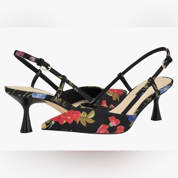 Nine West Rhonda floral slingback pointy toe dressy heels size 12 - Picture 11 of 16